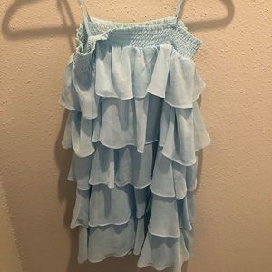 Blue Ruffle Mini Dress